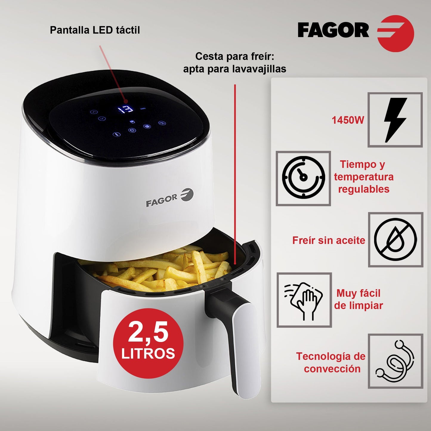 Freidora sin aceite Fagor compact freidora por aire caliente