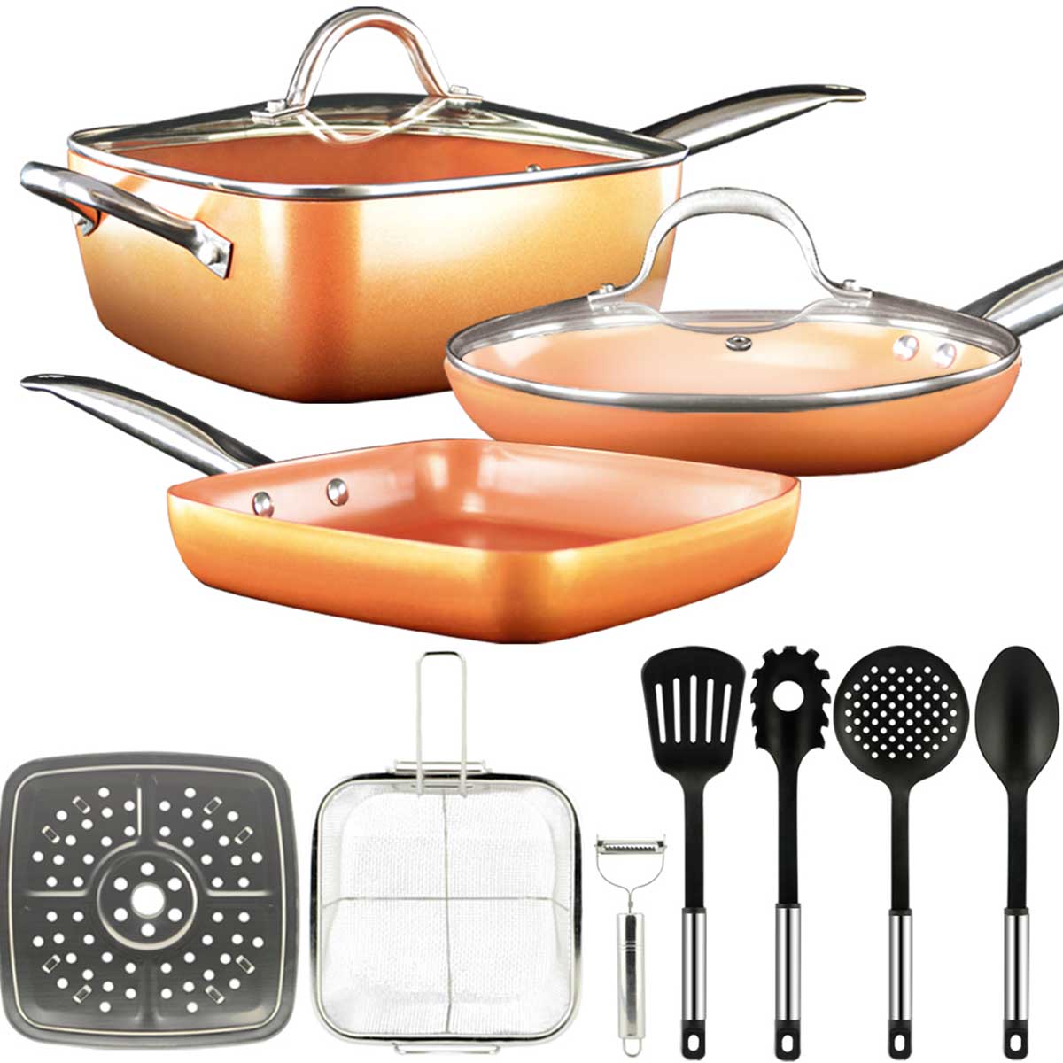 Juego Sartenes Set 12 piezas Cocina Inducción Aluminio Gridinlux