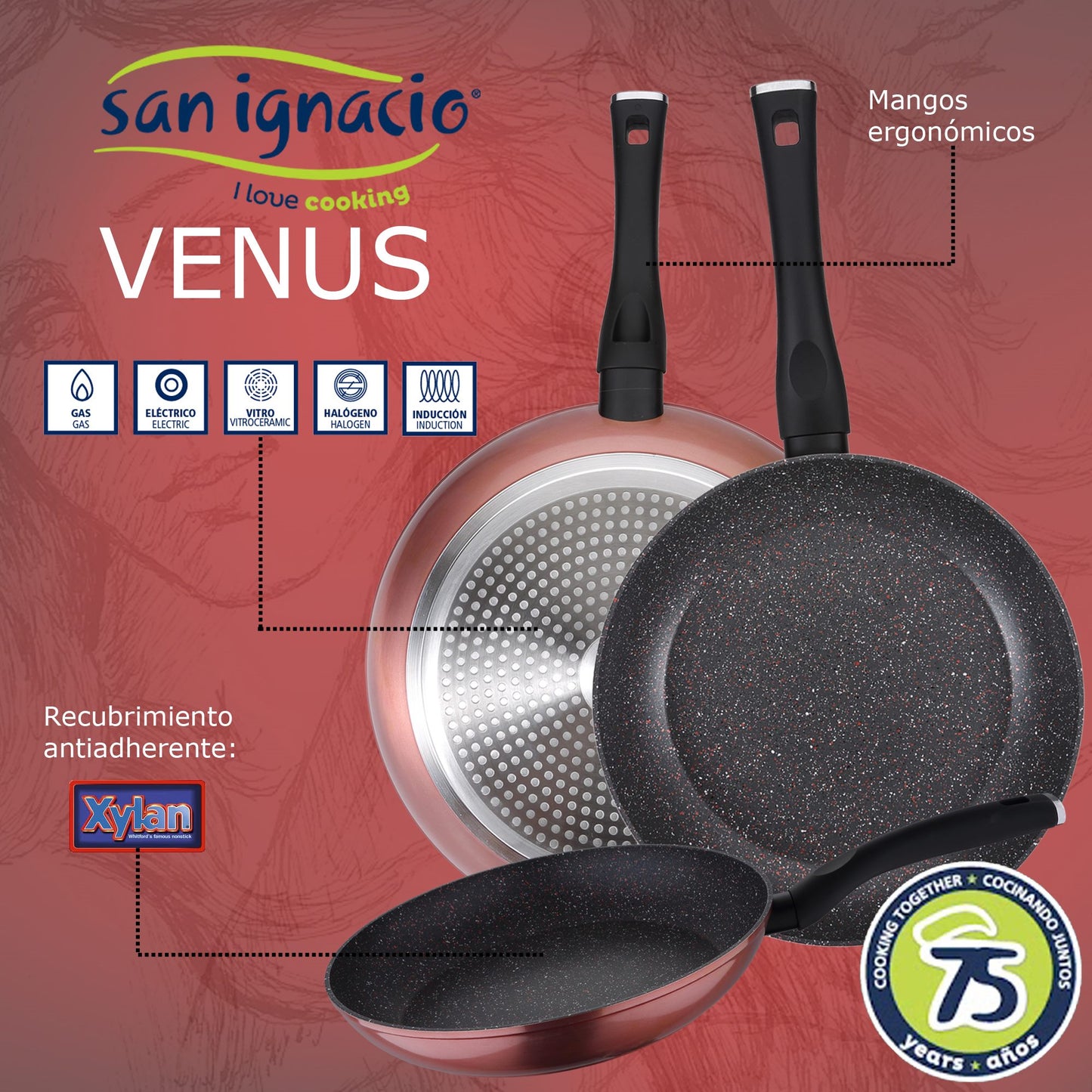 Pack de 3 Sartenes y Batería de Cocina 8 PIEZAS San Ignacio Cassel