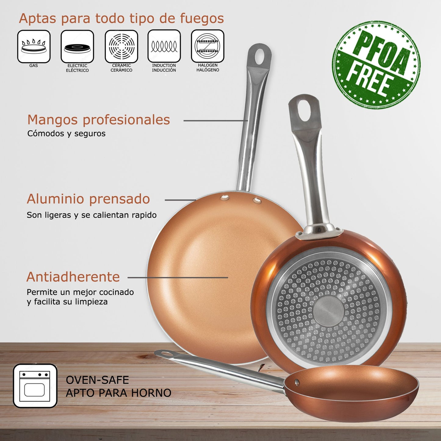 Batería de Cocina San Ignacio Cassel y Juego de Sartenes Bergner Professional Chef Copper Plus