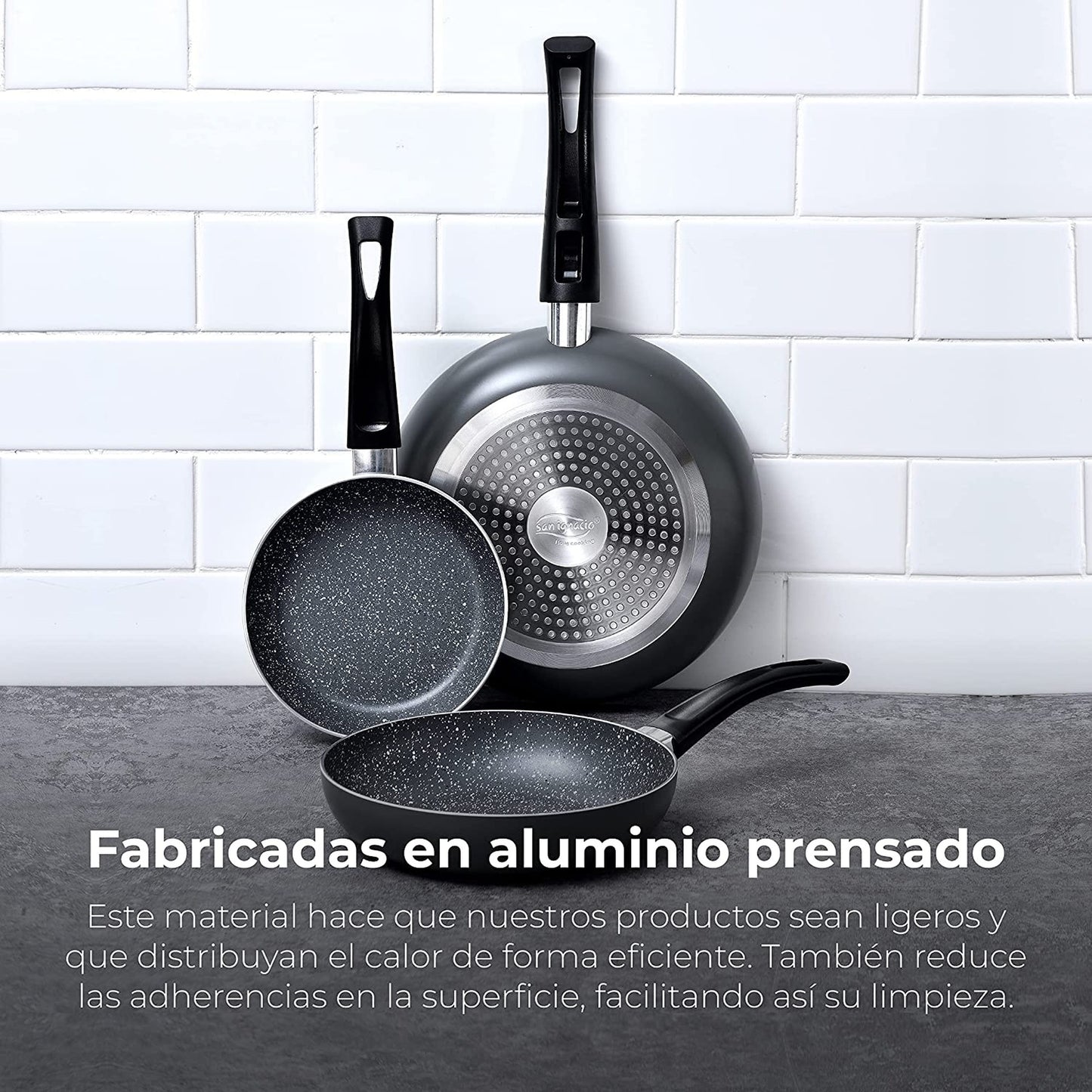 Juego de Batería de Cocina San Ignacio 8 PIEZAS + Set de 3 Sartenes Soul Marble